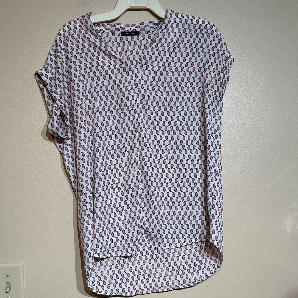 Pleione White and Red Patterned Blouse
